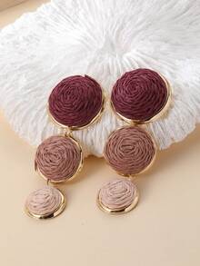 Geometric Woven Round Gradient Earrings