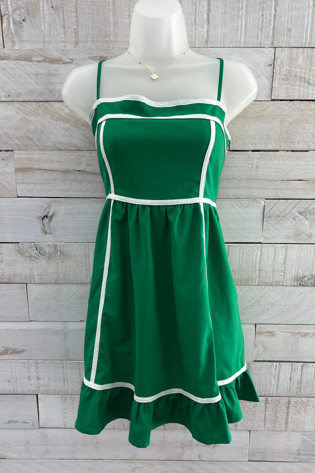 Sleeveless Ruffle Mini Dress- Kelly Green