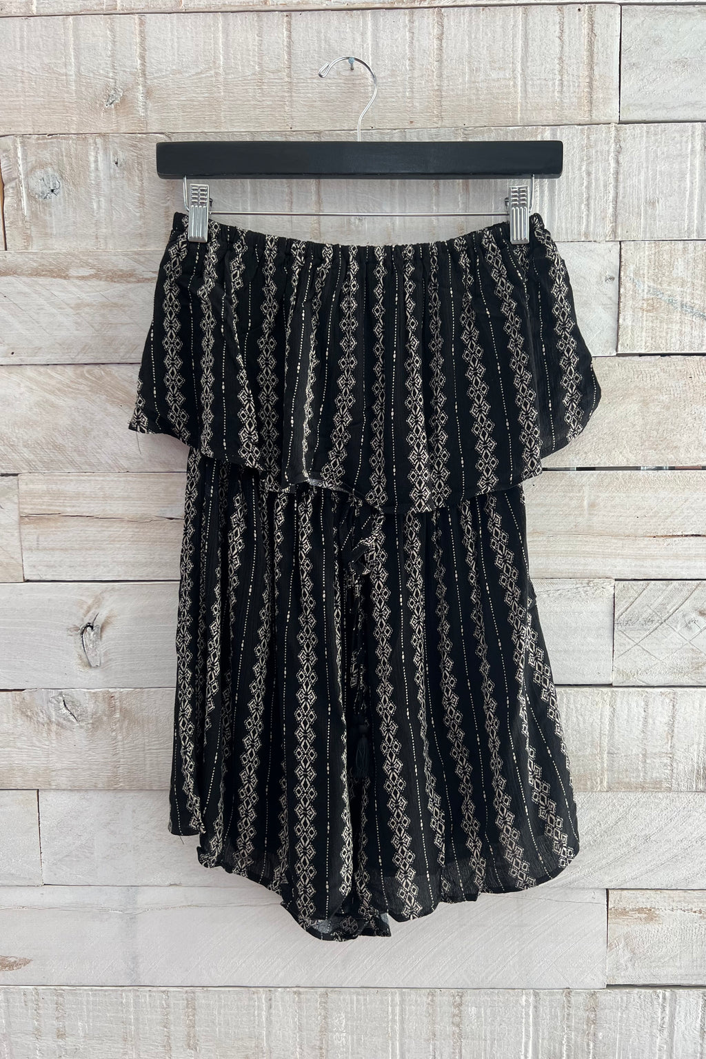 Striped Boho Romper- Black
