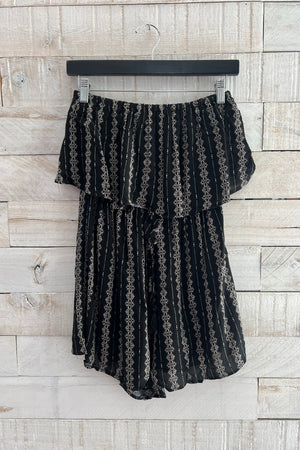 Striped Boho Romper- Black