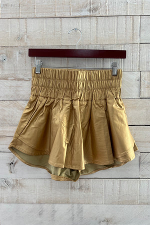 Metallic Mini Skort- Gold