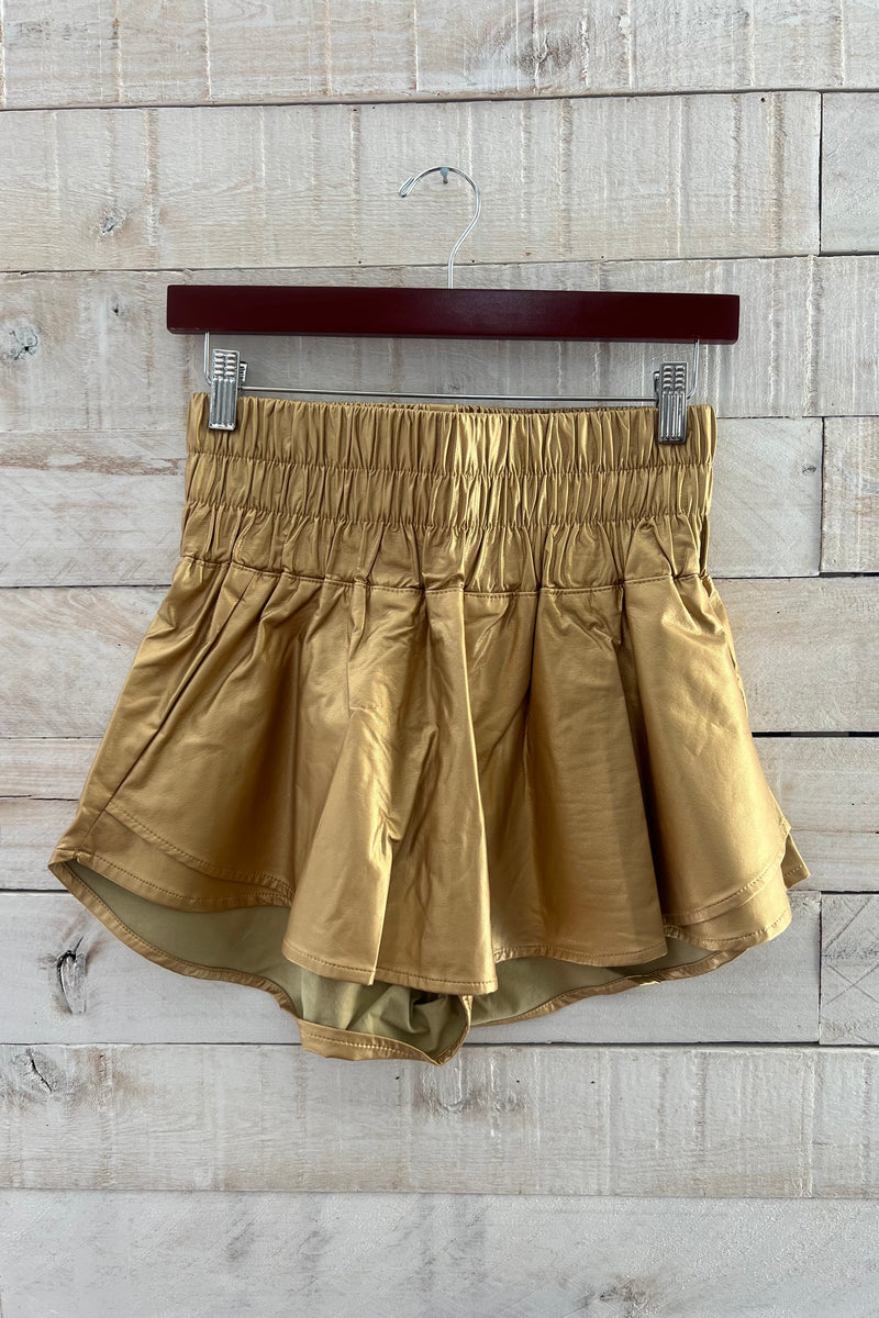 Metallic Mini Skort- Gold
