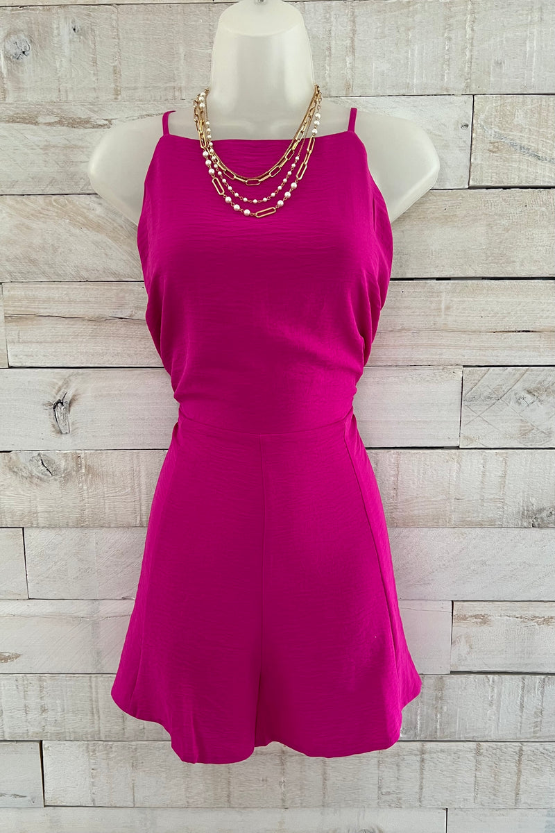 Criss Cross Romper- Hot Pink