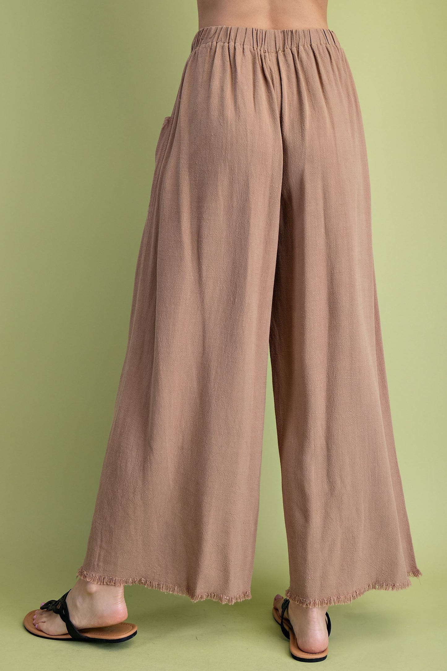 Frayed Wide Leg Linen Pants