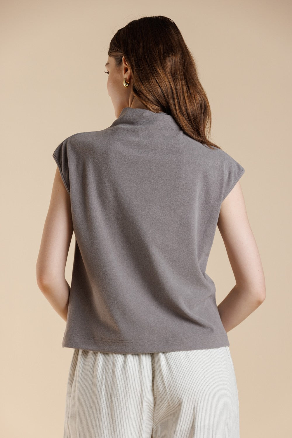 Brushed Knit Mock Neck Tee