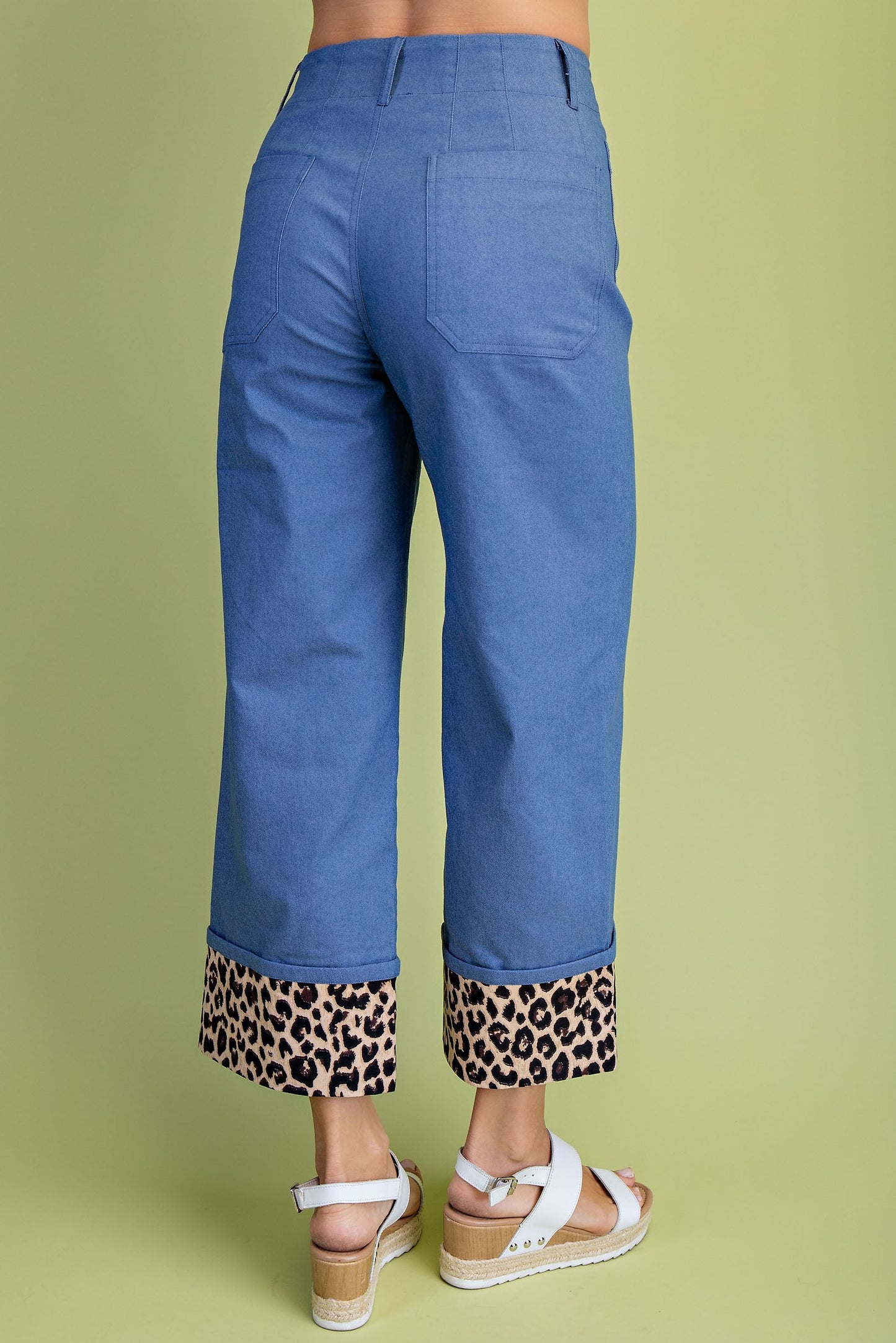 Leopard Cuff Cropped Pants