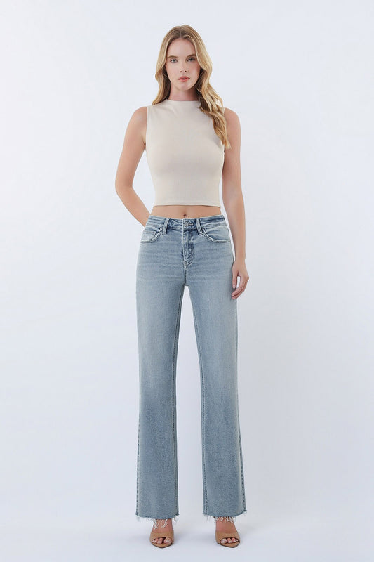 Raw Hem Slim Wide Jeans