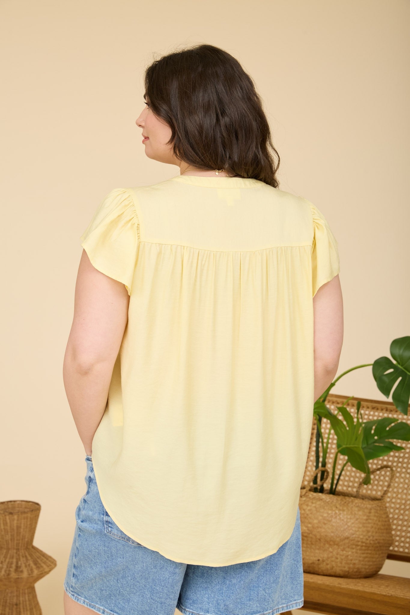 Ruffle Sleeve Button Down Top