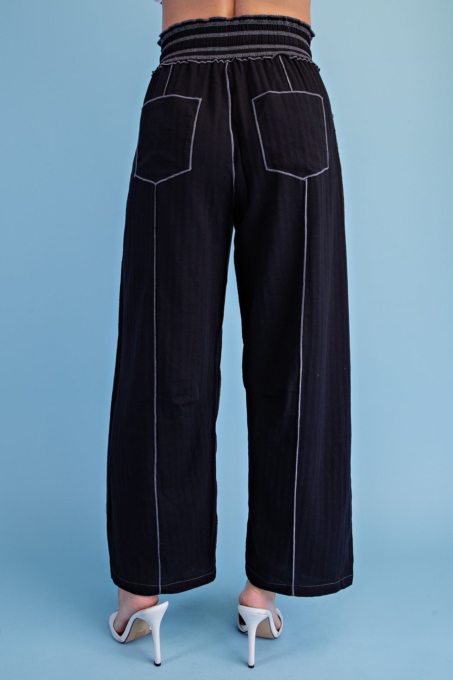 Contrast Stitch Barrel Pants