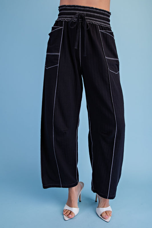 Contrast Stitch Barrel Pants