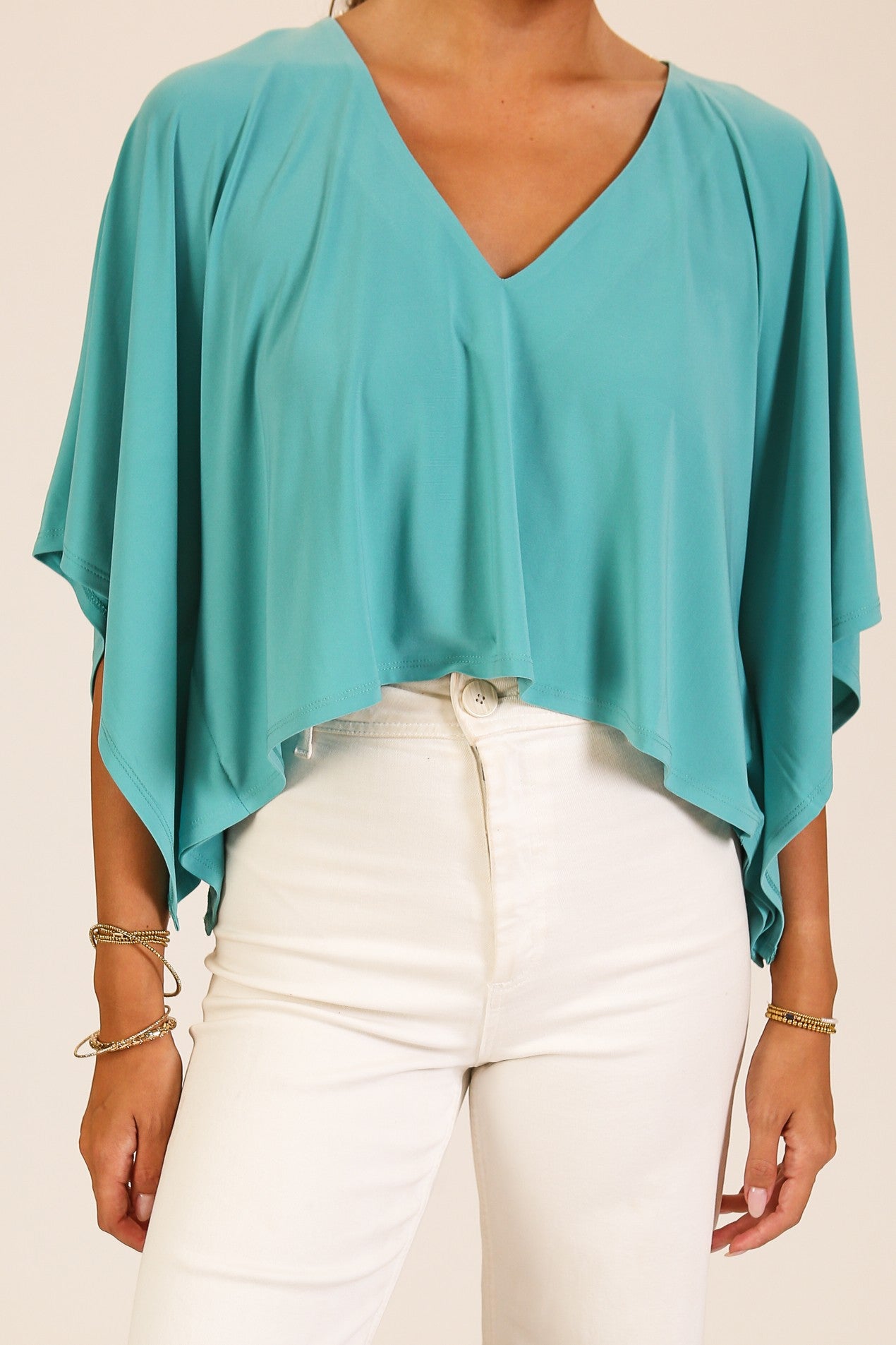 Flowy V-neck Poncho Top