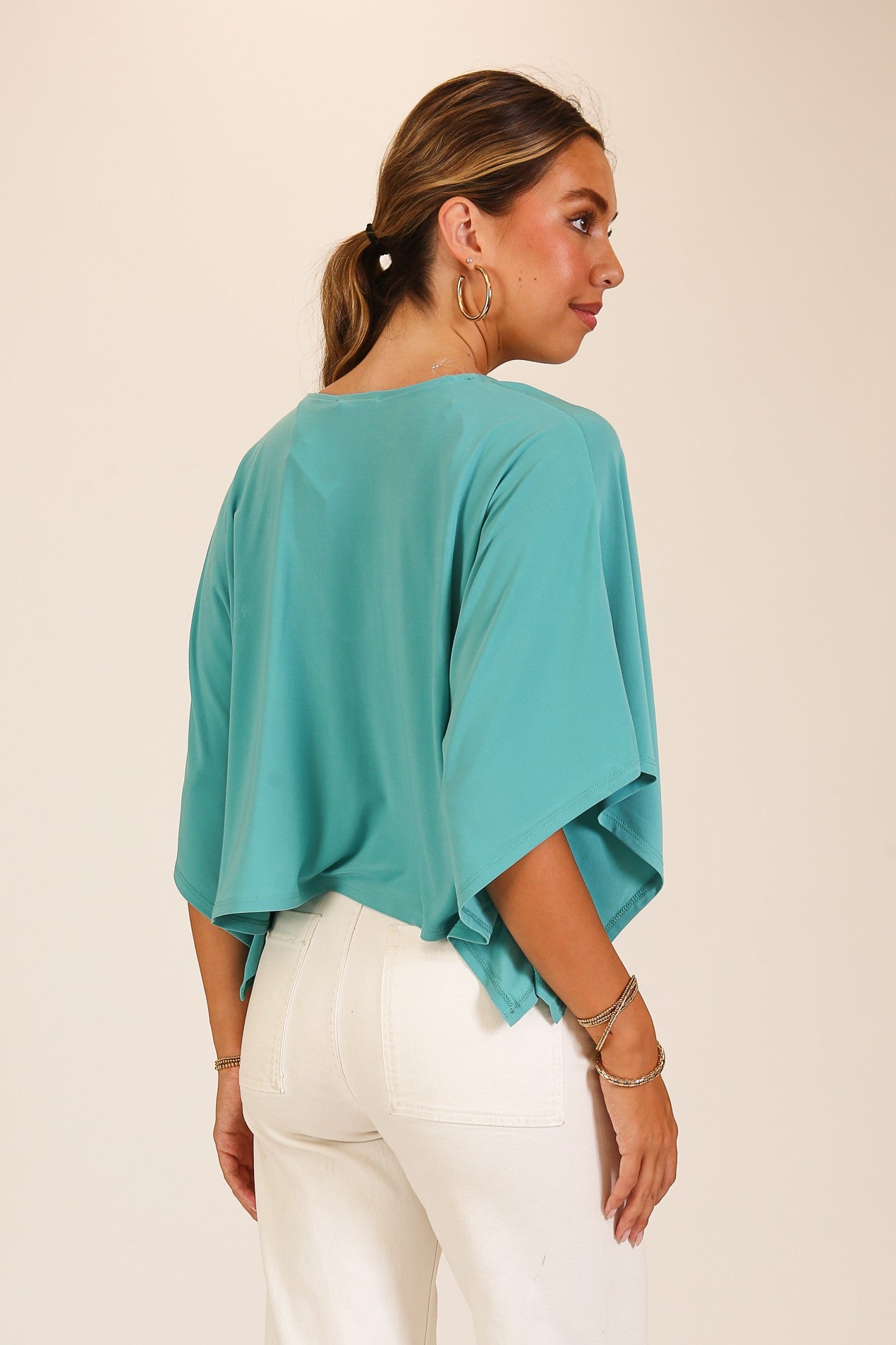 Flowy V-neck Poncho Top