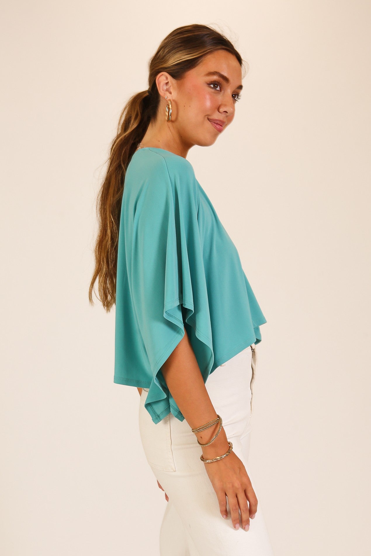 Flowy V-neck Poncho Top