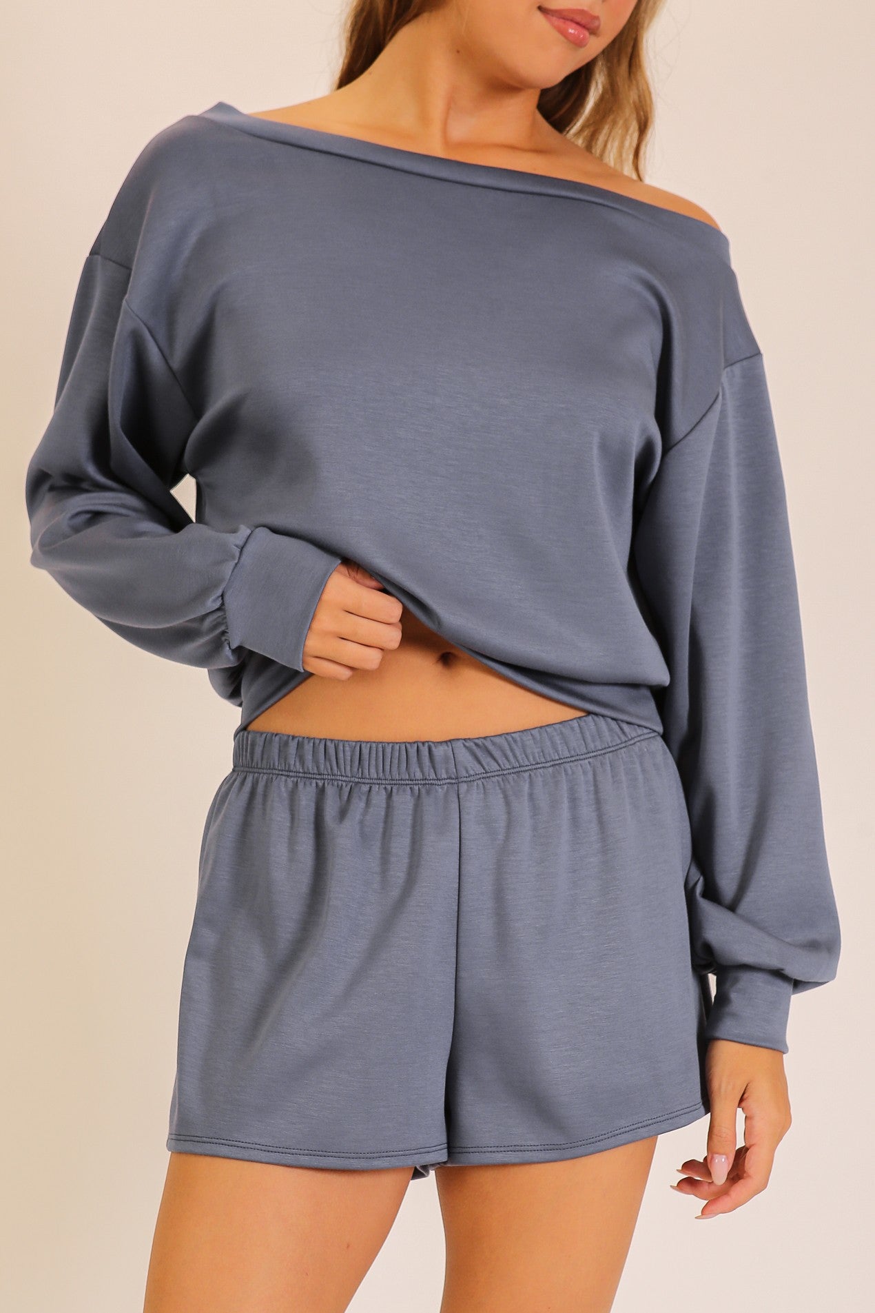 Off-shoulder Lounge Short Set