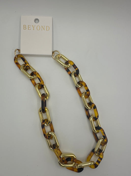 Tortoise and Gold Link Necklace