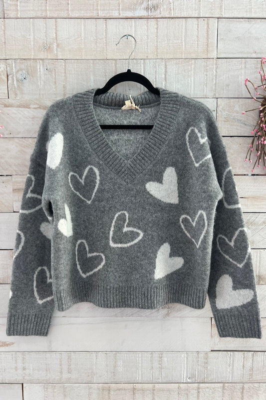 Heart V-Neck Sweater