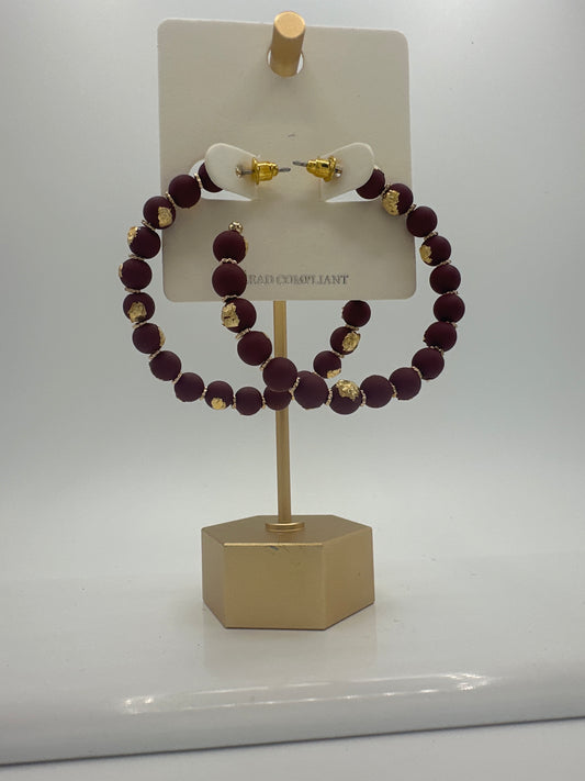Garnet & Gold Ball Hoops