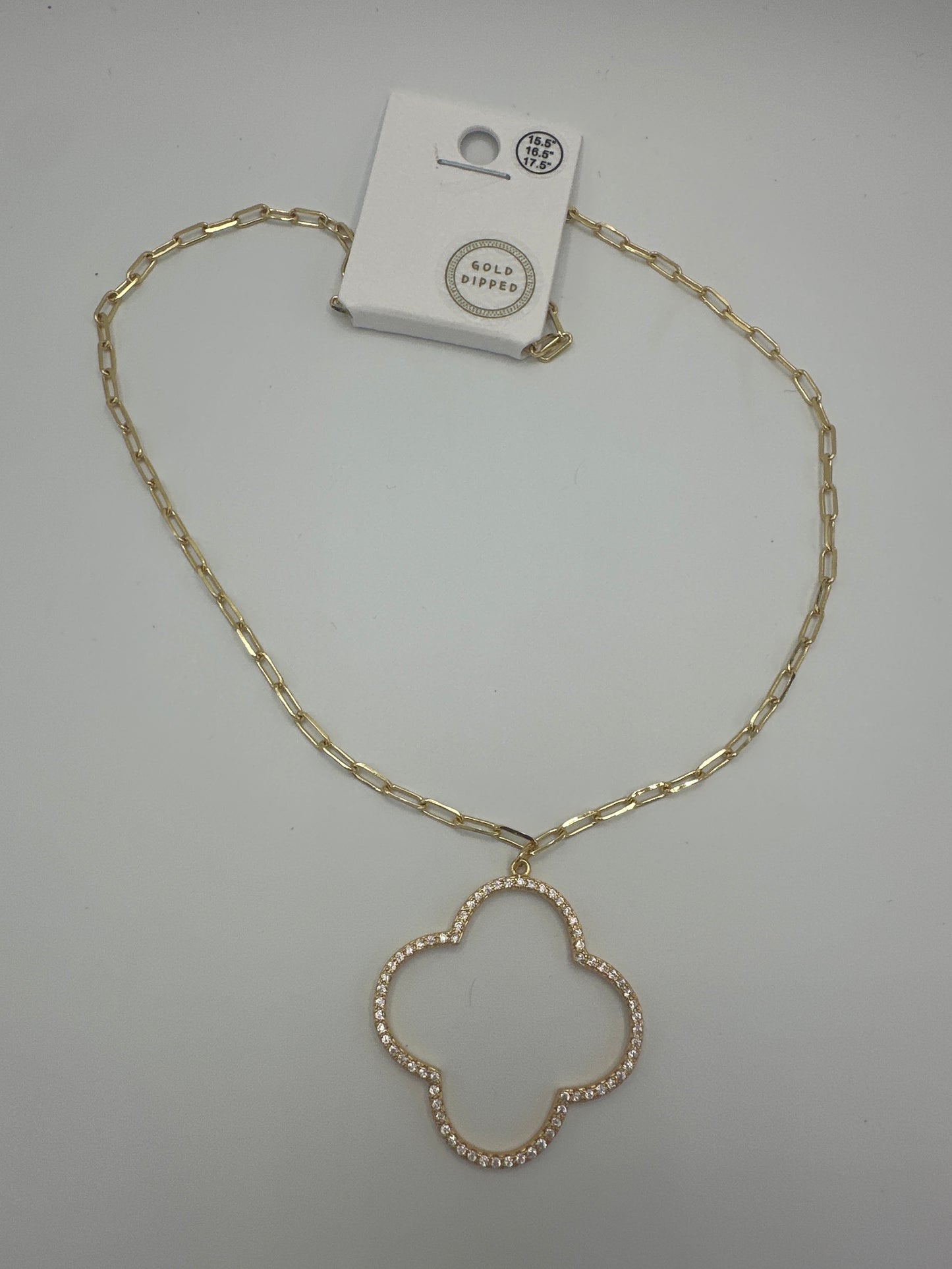 Big Clover Pendant Paper Clip Chain Necklace