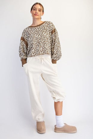Animal Print Open Back Long-sleeved