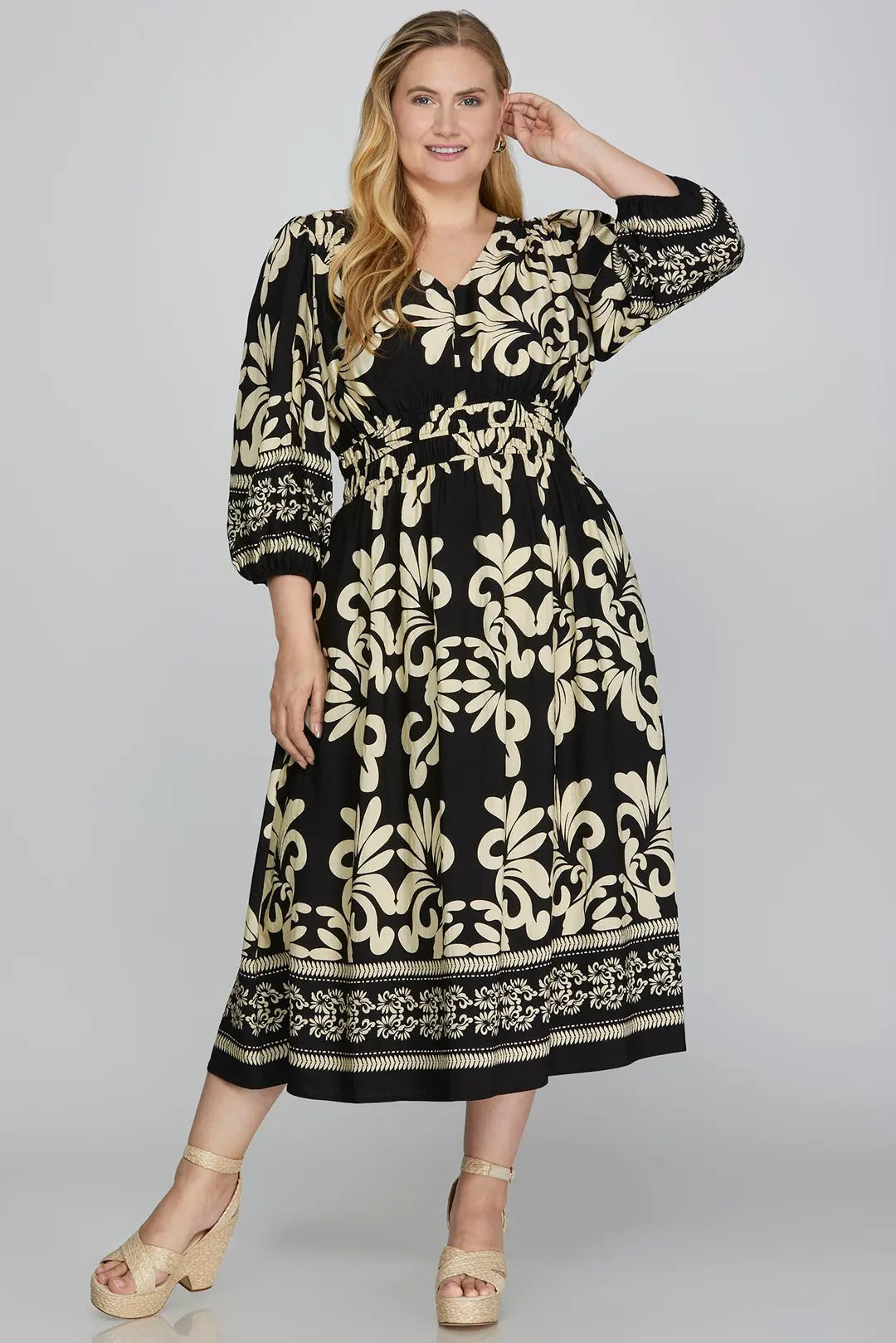 Printed Woven Midi Dress