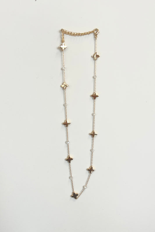 Beaded Charm Clover Necklace