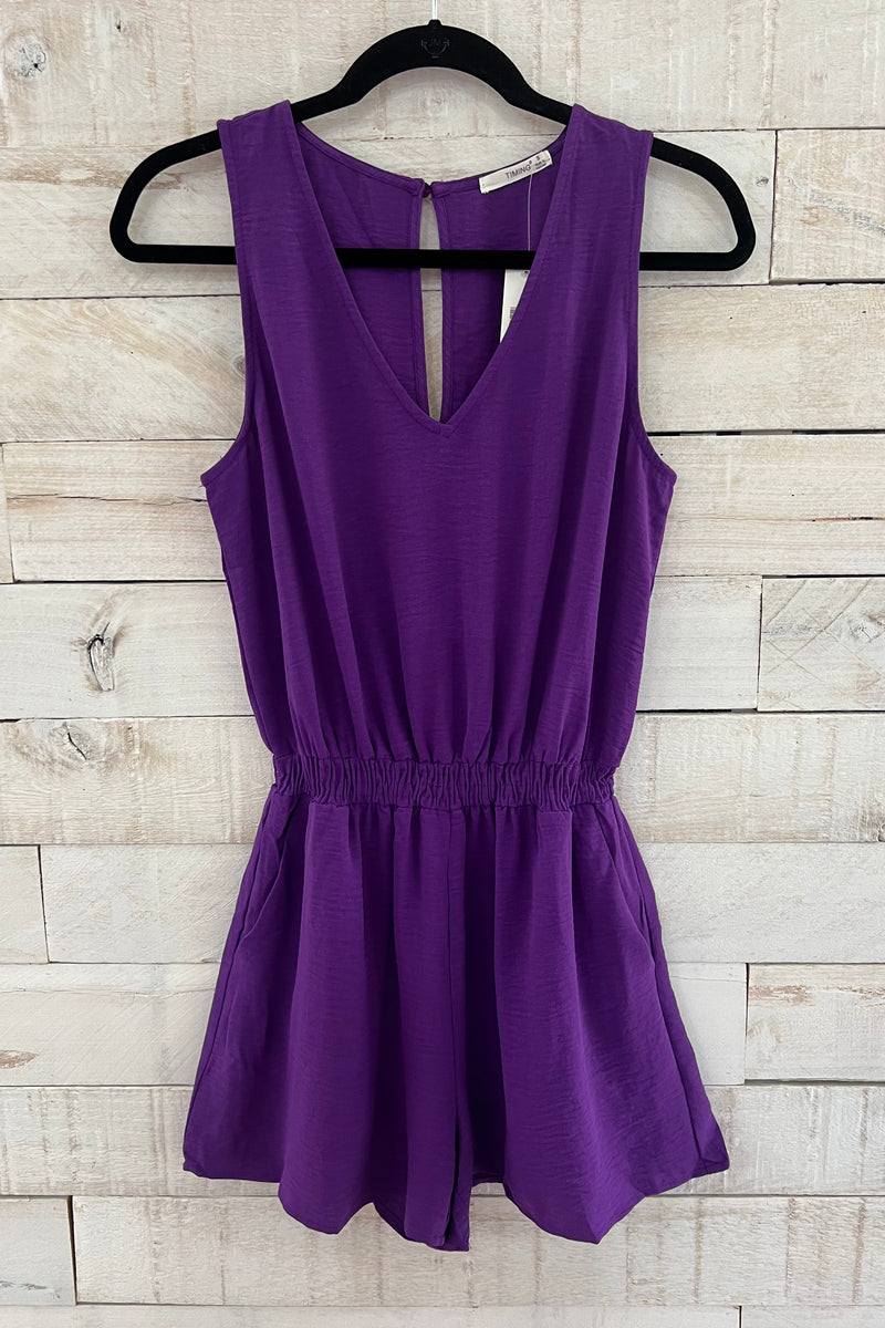 Smocked Airflow Romper- Purple