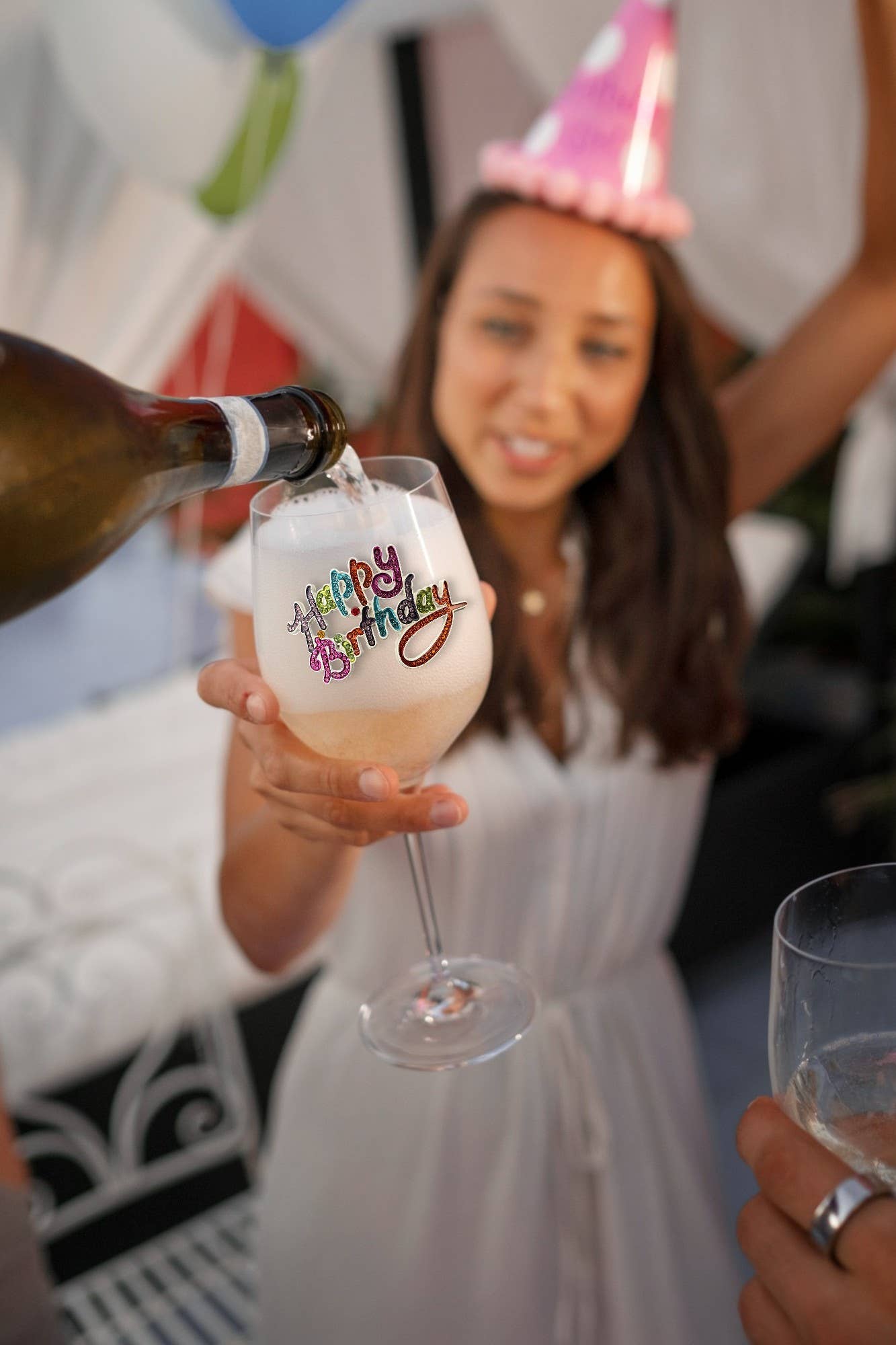 Happy Birthday Jeweled Stemmed Wine Glass