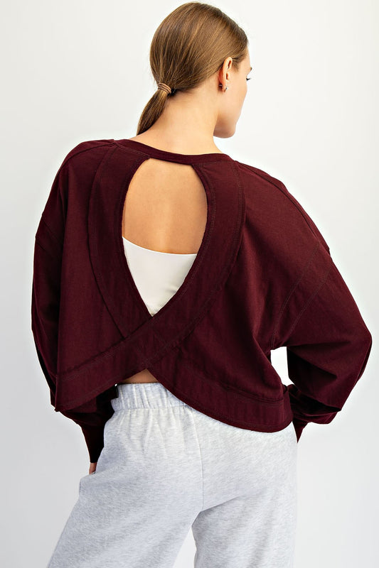 Open Back Long Sleeve Top