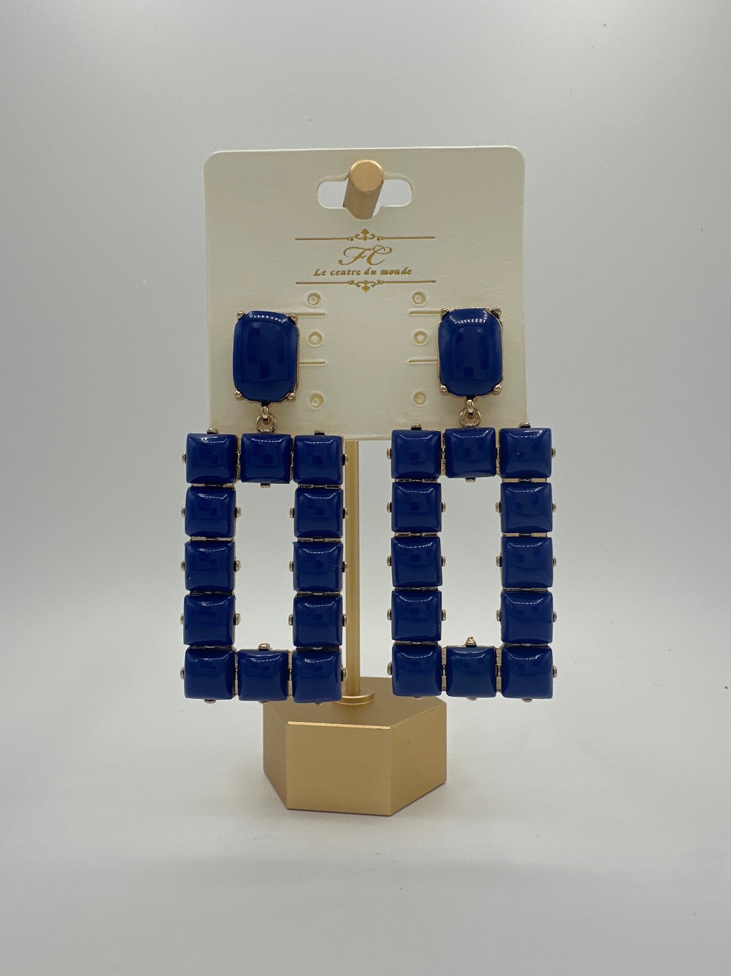 Blue Acrylic Rectangle Earrings