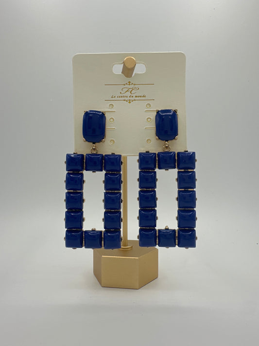 Blue Acrylic Rectangle Earrings