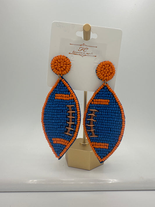 Gameday Orange & Blue Beaded Earrings