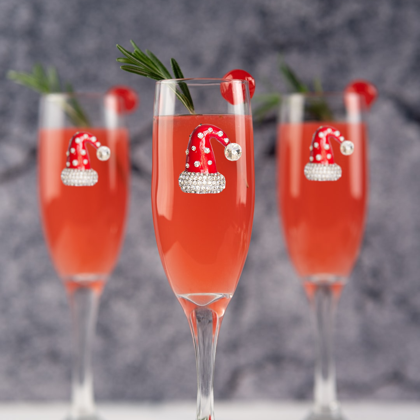 Christmas Hat Jeweled Champagne Flute