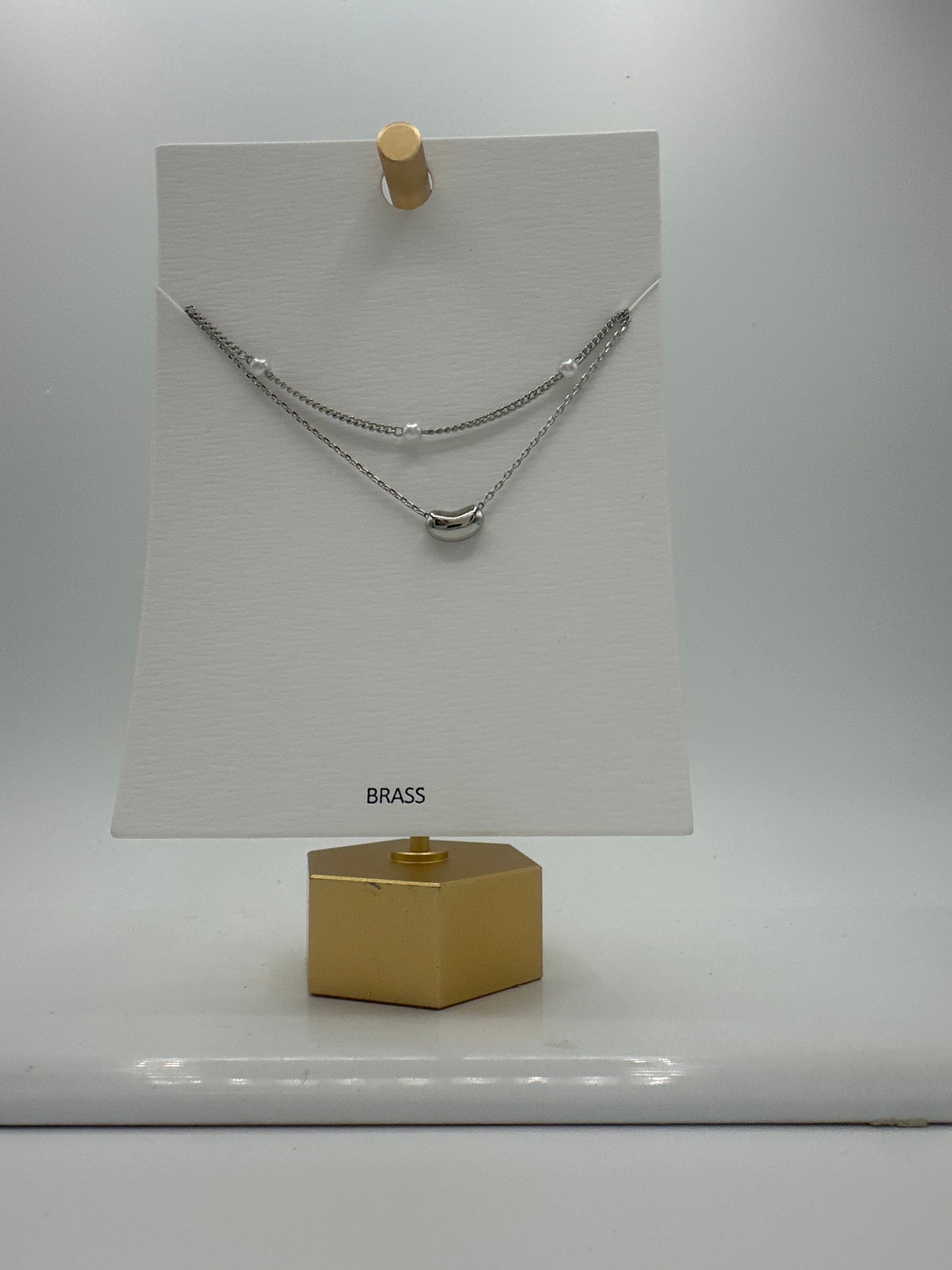 Silver "Bean" Double Necklace