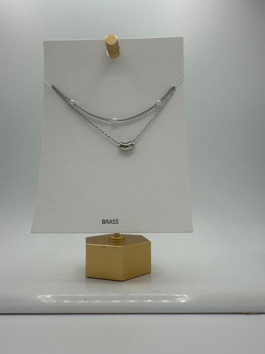 Silver "Bean" Double Necklace