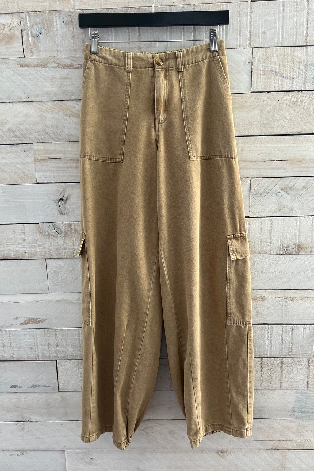 Washed Cargo Pants- Almond