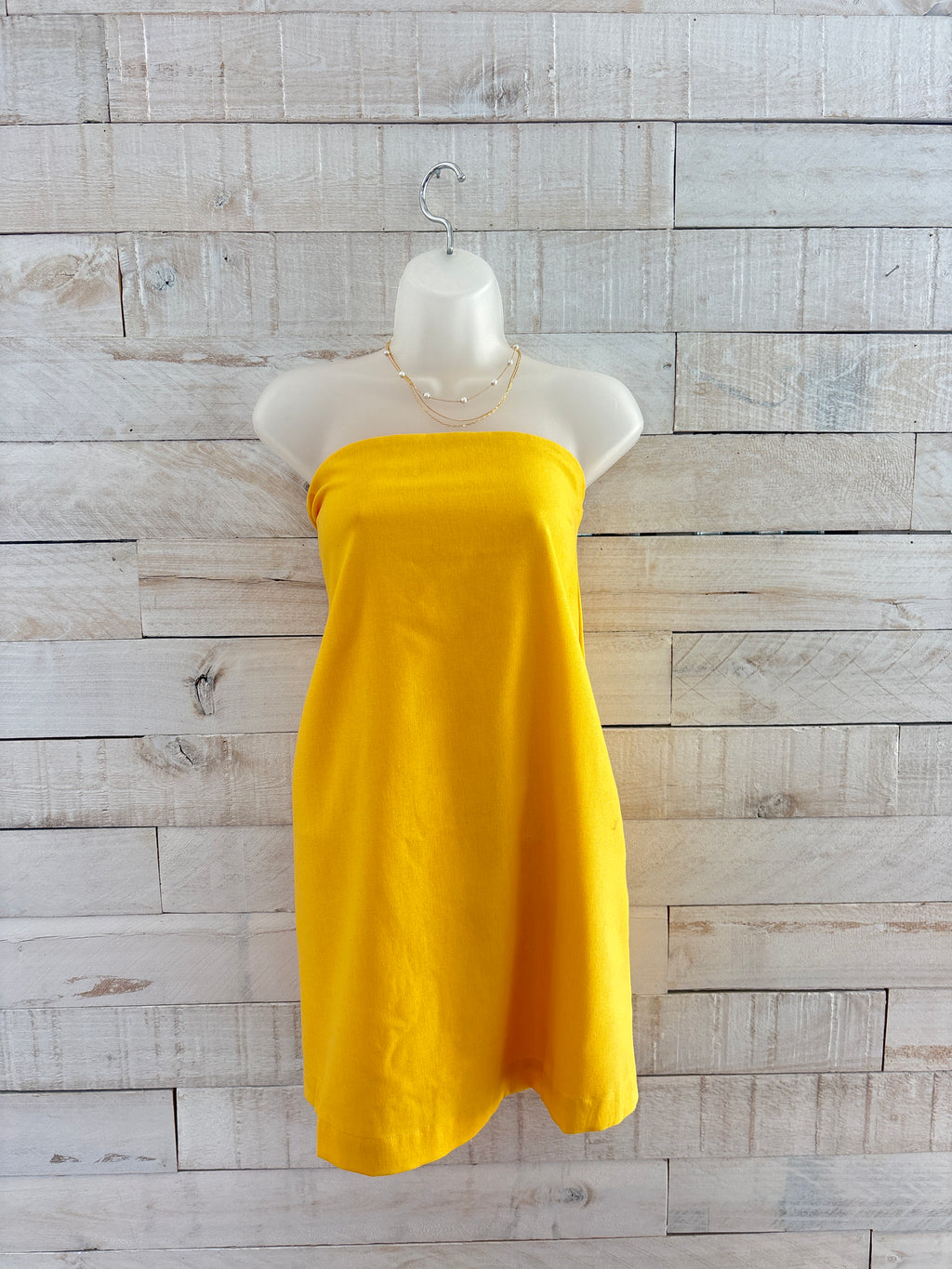 Sand Washed Strapless Mini Dress - Sunflower