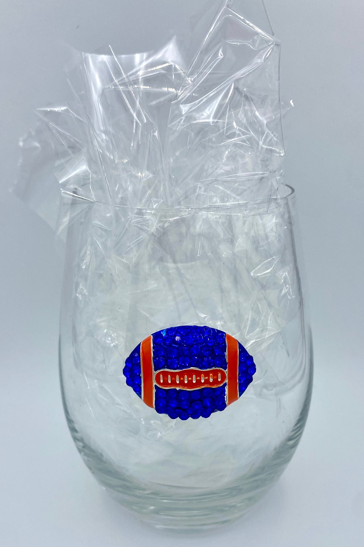 Game Day Jeweled Football Stemless Wine Glass