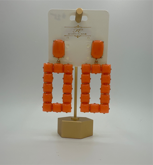Orange Acrylic Rectangle Earrings