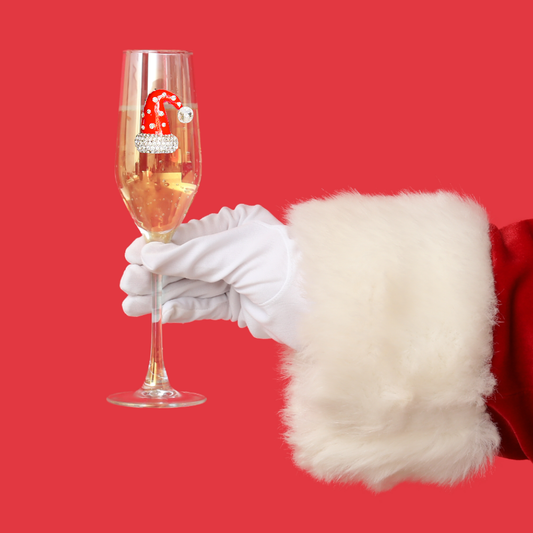 Christmas Hat Jeweled Champagne Flute