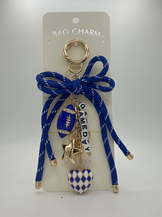 Game Day Blue Football Charm