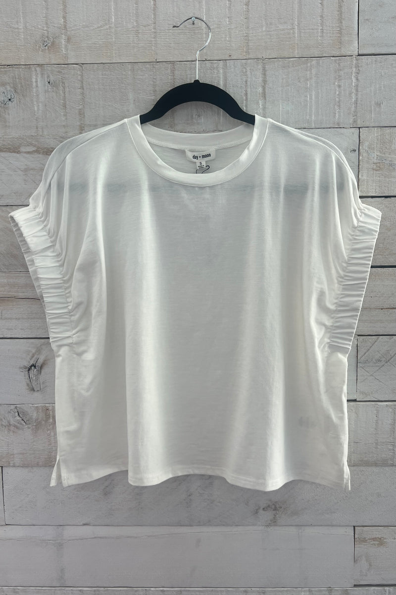 Oversized Elastic Sleeve Top- White