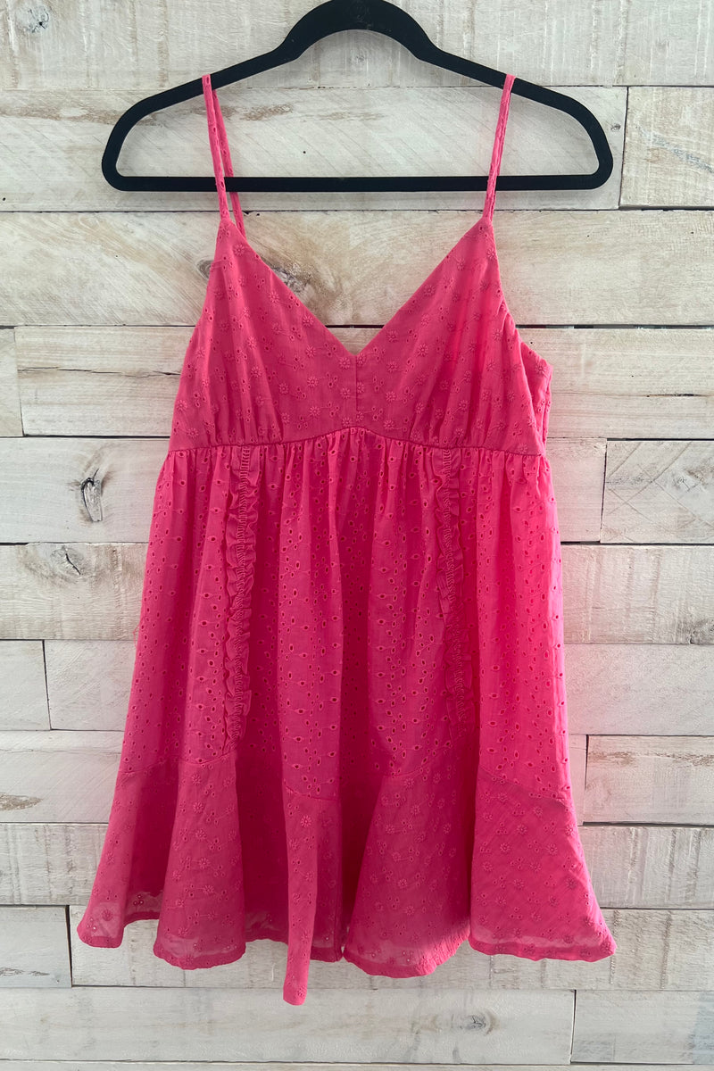 Eyelet Cami Dress- Fuchsia