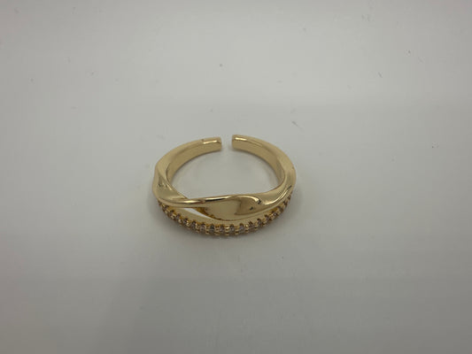 Layered Pave Crystal Open Ring