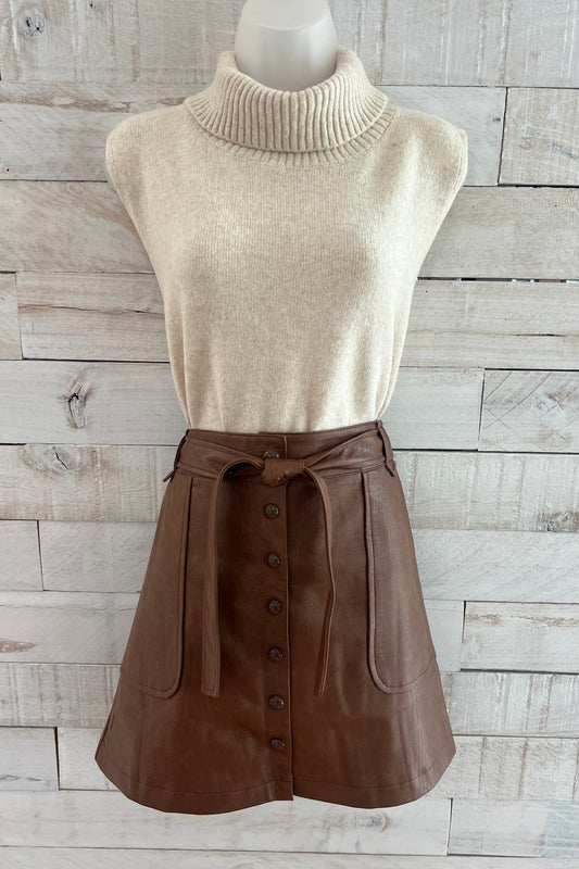 Pleather Tie Waist Skirt