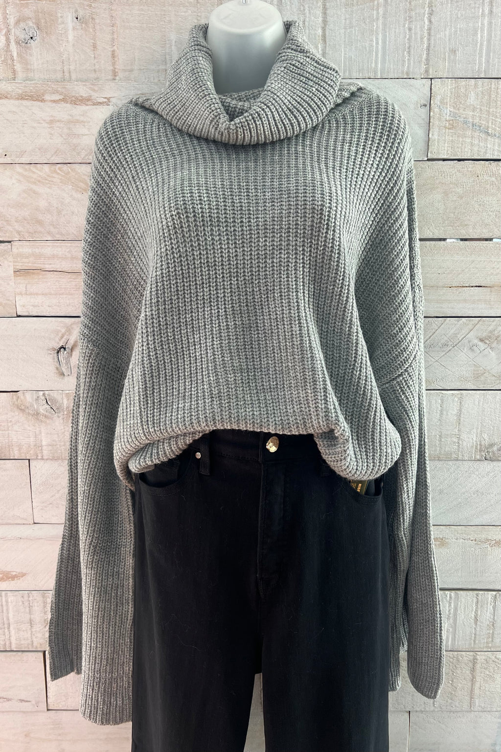 Bell Sleeve Sweater- Heather Grey