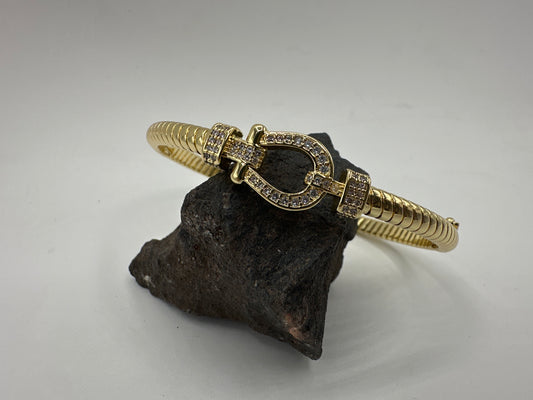 18K PVD Gold Horseshoe Bangle