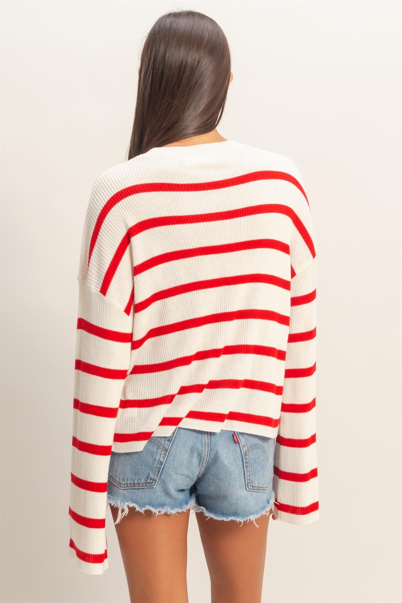Lightweight Wide-sleeve Striped Sweater