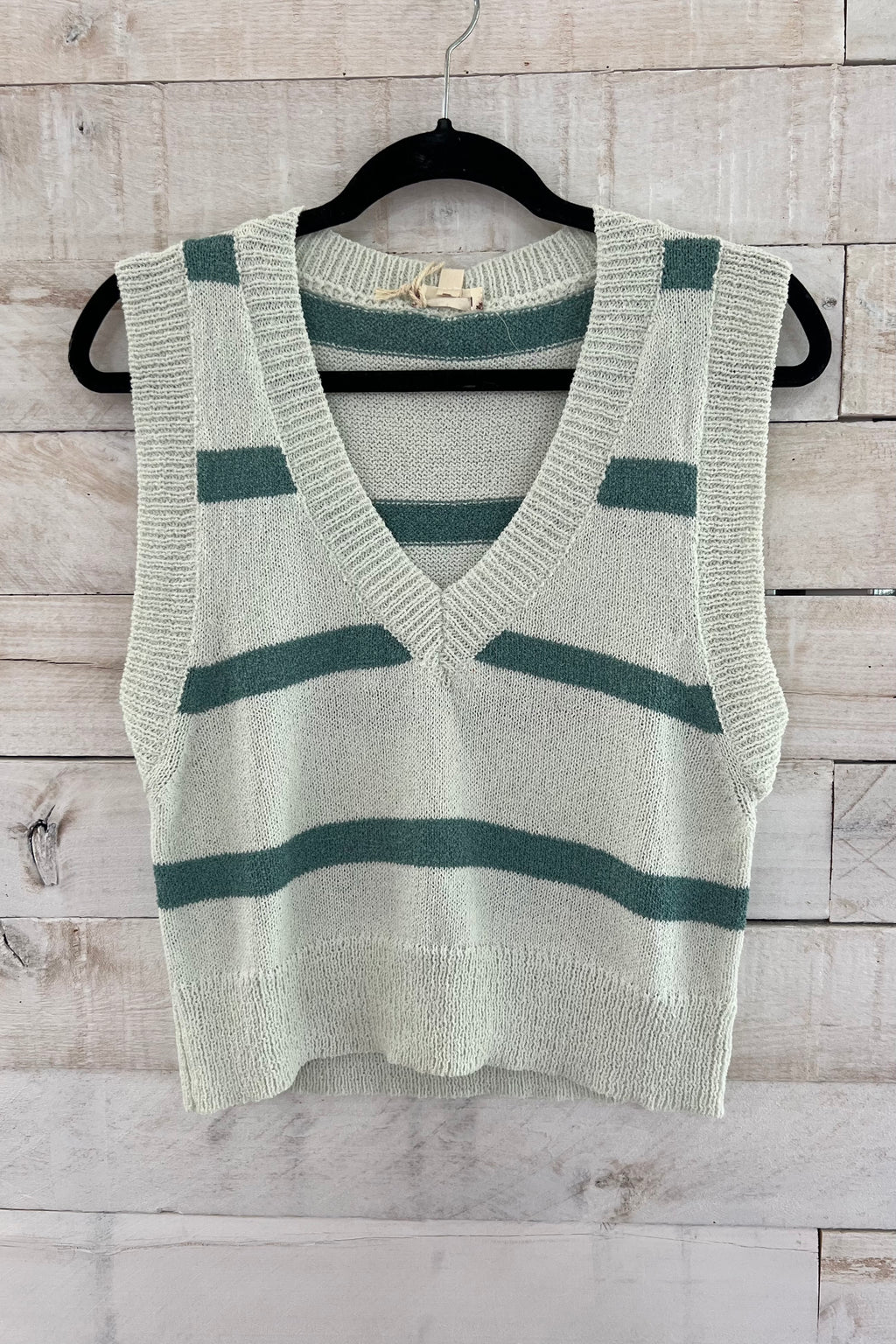 V-Neck Crop Sweater Vest - Mint