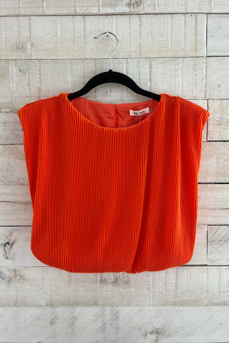 Pleated Crop Top- Orange