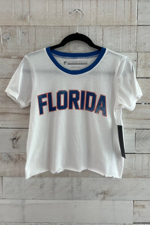Florida Distressed Crop Top- White